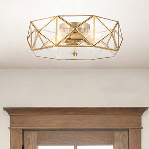 Brass Four Light Dimmable Flush Mount Chandelier for Modern Glam Ceilings
