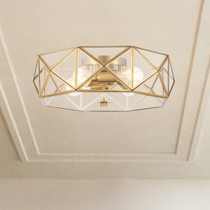 Brass Four Light Dimmable Flush Mount Chandelier for Modern Glam Ceilings