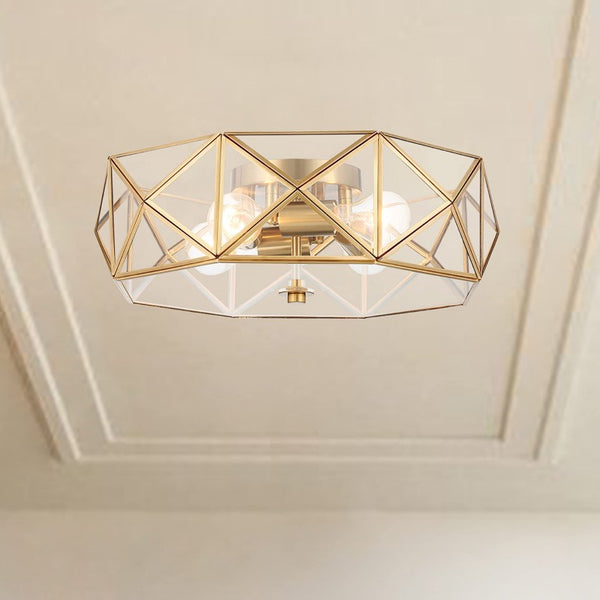 Brass Four Light Dimmable Flush Mount Chandelier for Modern Glam Ceilings