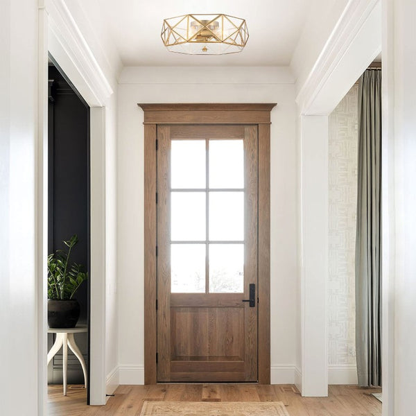 Brass Four Light Dimmable Flush Mount Chandelier for Modern Glam Ceilings