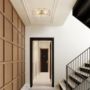 Brass Four Light Dimmable Flush Mount Chandelier for Modern Glam Ceilings