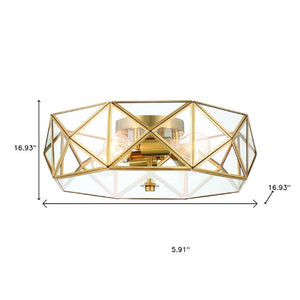 Brass Four Light Dimmable Flush Mount Chandelier for Modern Glam Ceilings