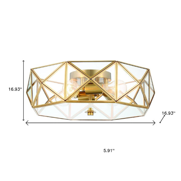 Brass Four Light Dimmable Flush Mount Chandelier for Modern Glam Ceilings