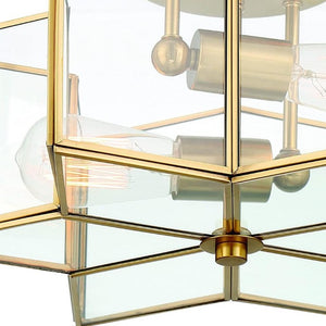 Brass Dimmable Two Bulb Flush Mount Ceiling Light with Sculptural Metal Design