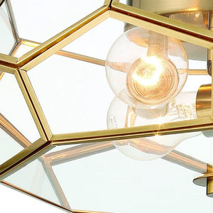 Brass Three Light Dimmable Flush Mount Chandelier for Modern Glam Interiors
