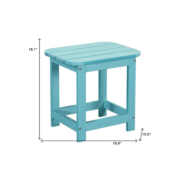Homeroots 19" Blue Resin Outdoor Side Table - Durable, Stylish, And Perfect For Your Backyard Gatherings!   484097