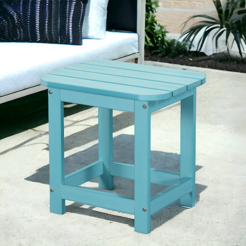 Homeroots 19" Blue Resin Outdoor Side Table - Durable, Stylish, And Perfect For Your Backyard Gatherings!   484097
