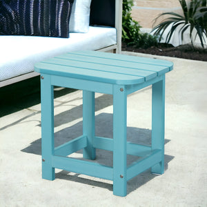 Homeroots 19" Blue Resin Outdoor Side Table - Durable, Stylish, And Perfect For Your Backyard Gatherings!   484097
