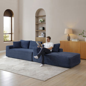 English Elm 105'' Modular Cloud Sectional Corduroy L-shape Deep Seat Sofa for Living Room W1117S00332