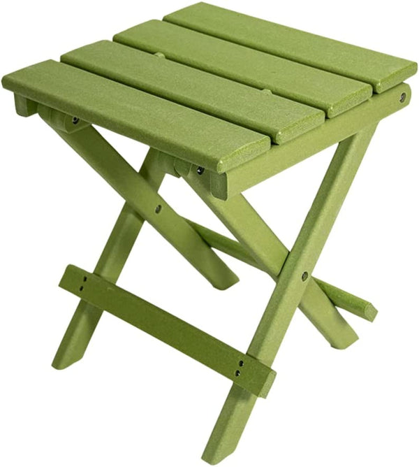 Homeroots 15" Green Resin Folding Outdoor Side Table - Weather-resistant, Stylish & Space-saving Design!   484107