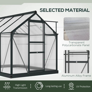 English Elm 6.2'x8.3'x6.6' Walk-in Aluminum Polycarbonate Greenhouse with Vent and Rain Gutters T3971S00062