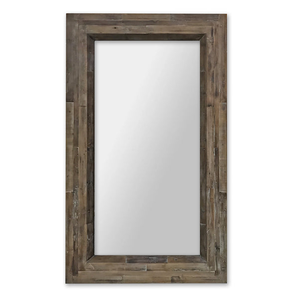 Homeroots 84" Brown Reclaimed Wood Framed Leaning Accent Mirror  Reclaimed Wood 484406