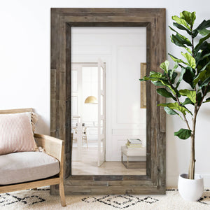 Homeroots 84" Brown Reclaimed Wood Framed Leaning Accent Mirror  Reclaimed Wood 484406