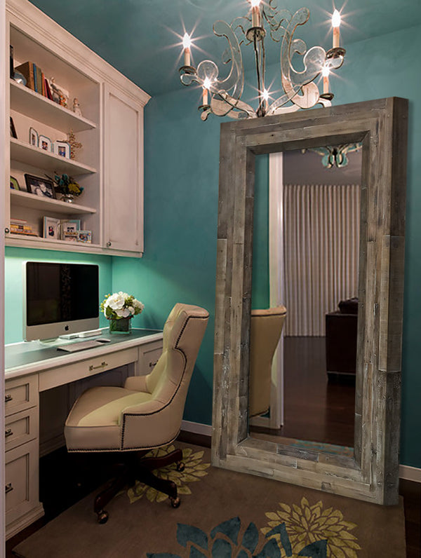 Homeroots 84" Brown Reclaimed Wood Framed Leaning Accent Mirror  Reclaimed Wood 484406