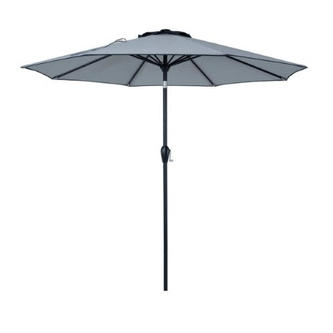Homeroots 9' Light Grey & Charcoal Octagonal Tilt Market Patio Umbrella – Stylish, Durable Shade For Outdoors  Polyester 484470
