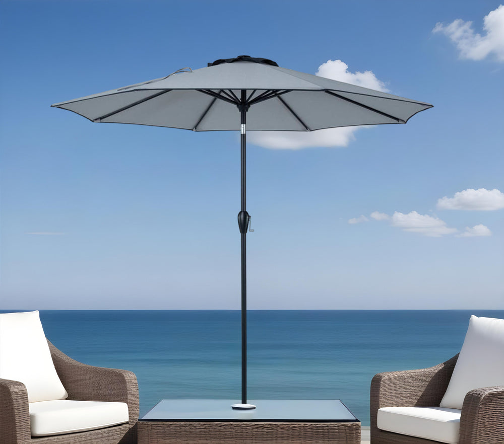 Homeroots 9' Light Grey & Charcoal Octagonal Tilt Market Patio Umbrella – Stylish, Durable Shade For Outdoors  Polyester 484470