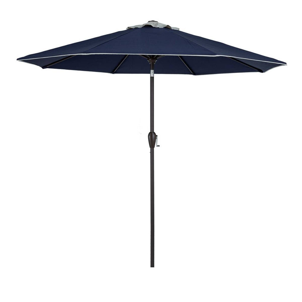 Homeroots 9' Navy Blue & Beige Octagonal Tilt Market Patio Umbrella - Stylish Shade For Outdoor Spaces!  Polyester 484471