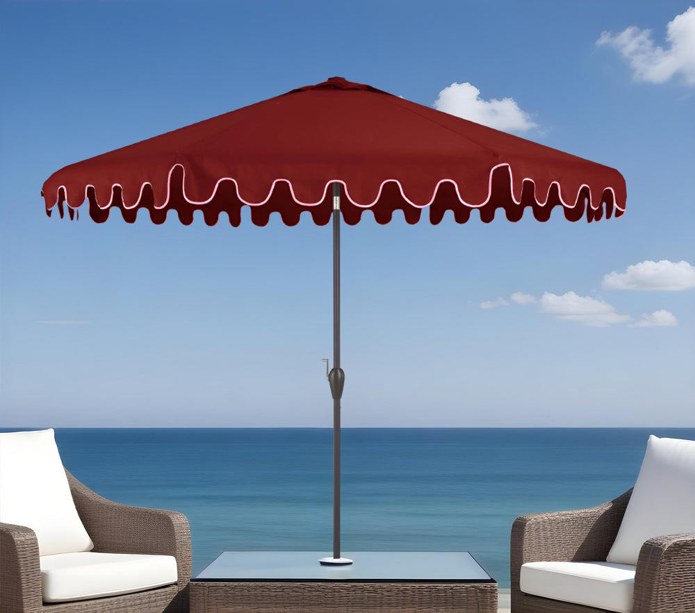 Homeroots 9' Red Polyester Octagonal Patio Umbrella - Stylish, Weather-resistant Canopy For Outdoor Fun!  Polyester 484474