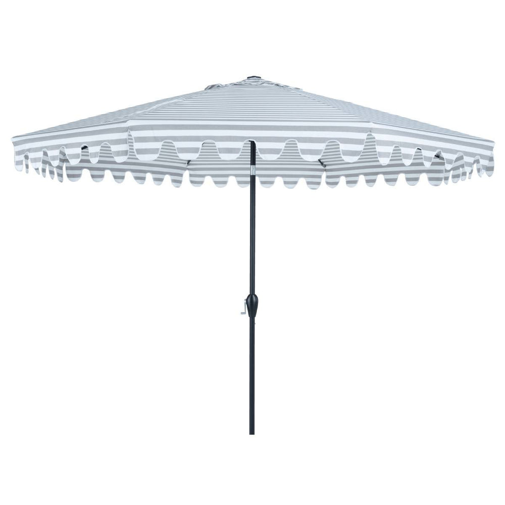 Homeroots 11' Light Grey & White Stripe Octagonal Tilt Market Patio Umbrella – Stylish Shade For Outdoor Fun!  Polyester 484478