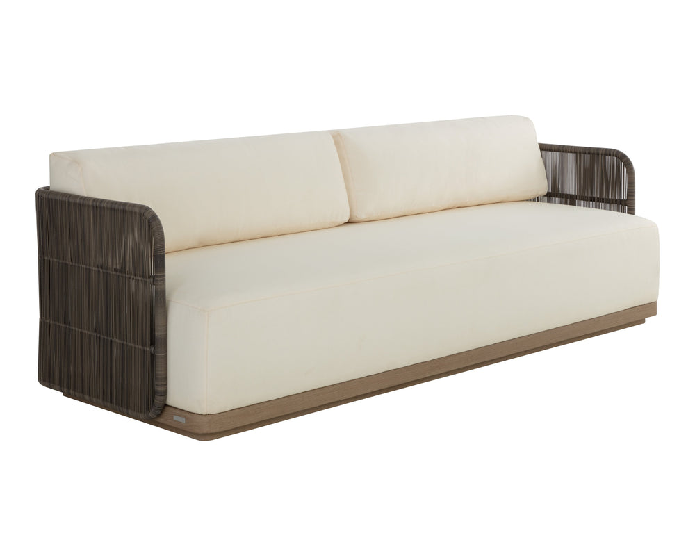 Sunpan Ravenna Sofa - Stylish Outdoor Comfort with Durable Teak Wood Frame & Eco-Friendly Fabric Design