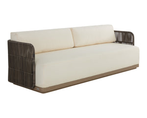 Sunpan Ravenna Sofa - Stylish Outdoor Comfort with Durable Teak Wood Frame & Eco-Friendly Fabric Design