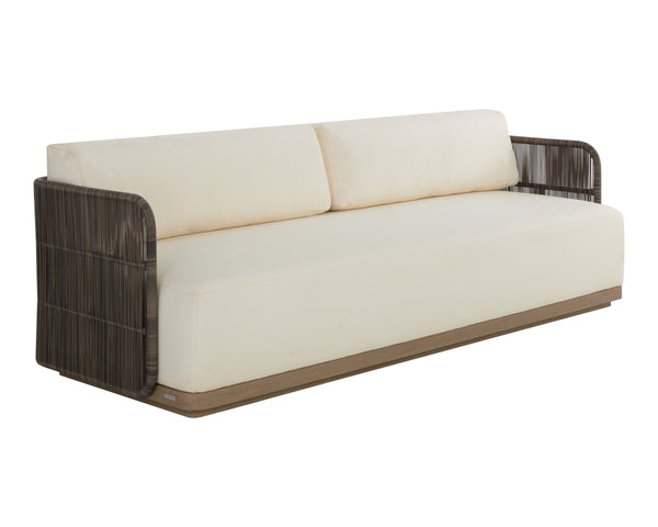 Sunpan Ravenna Sofa - Stylish Outdoor Comfort with Durable Teak Wood Frame & Eco-Friendly Fabric Design