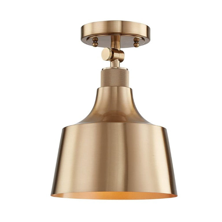 HomeRoots Antiqued Brass Dimmable Flush Mount Chandelier with Warm Shaded Metal Ceiling Light 484484