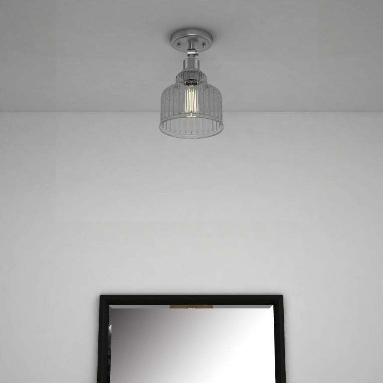 Nickel Dimmable Flush Mount Chandelier with Shaded Accents for Elegant Home Interiors