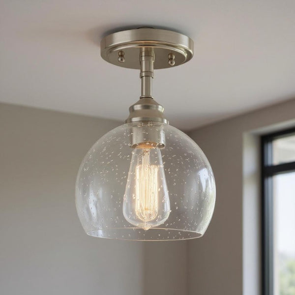 Nickel Dimmable Flush Mount Chandelier with Shaded Accents for Elegant Home Interiors