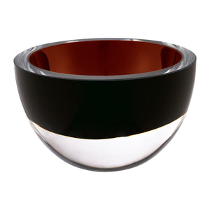 Homeroots 6" Brown Mouth Blown Crystal Thick Walled Bowl   484490