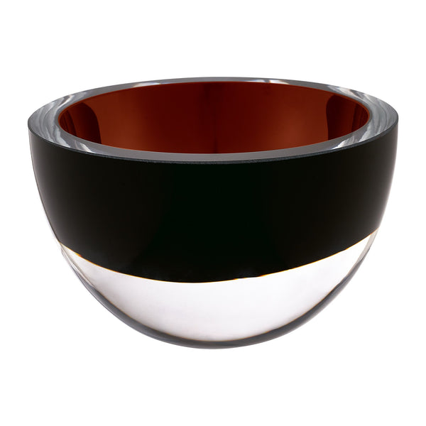 Homeroots 6" Brown Mouth Blown Crystal Thick Walled Bowl   484490