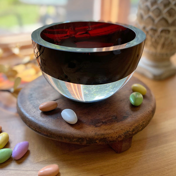 Homeroots 6" Brown Mouth Blown Crystal Thick Walled Bowl   484490