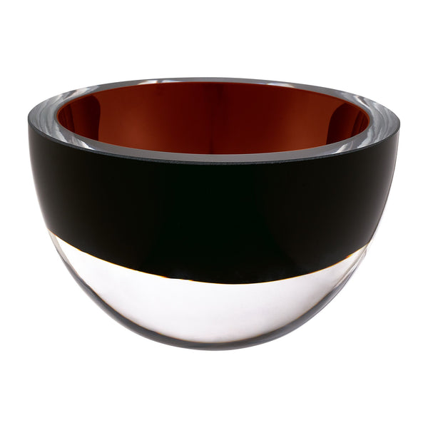 Homeroots 6" Brown Mouth Blown Crystal Thick Walled Bowl   484490