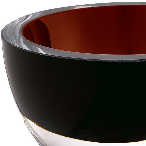 Homeroots 6" Brown Mouth Blown Crystal Thick Walled Bowl   484490