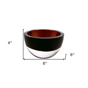 Homeroots 6" Brown Mouth Blown Crystal Thick Walled Bowl   484490