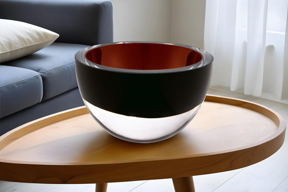 Homeroots 6" Brown Mouth Blown Crystal Thick Walled Bowl   484490