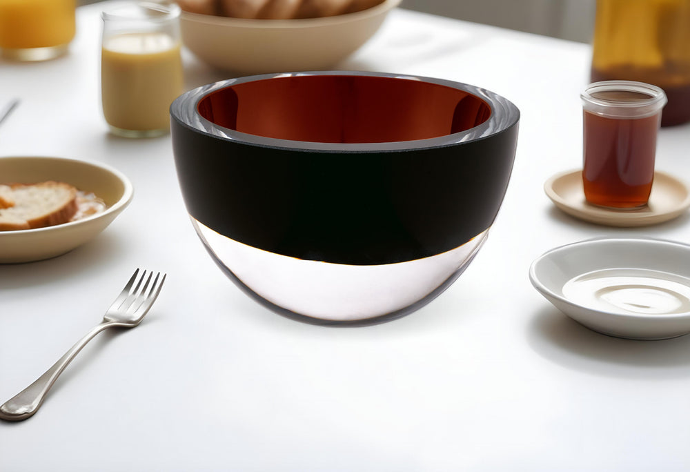 Homeroots 6" Brown Mouth Blown Crystal Thick Walled Bowl   484490