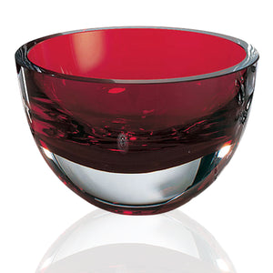 Homeroots 6" Red Mouth Blown Crystal Thick Walled Bowl   484491
