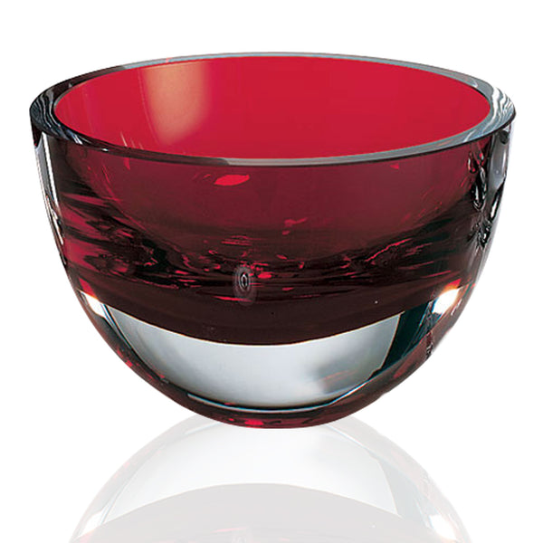 Homeroots 6" Red Mouth Blown Crystal Thick Walled Bowl   484491