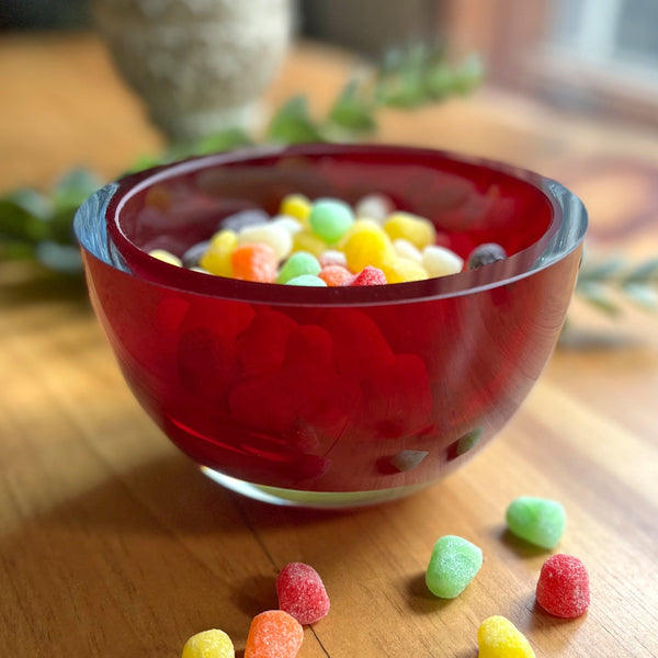 Homeroots 6" Red Mouth Blown Crystal Thick Walled Bowl   484491