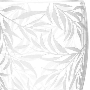 Homeroots 12" Clear And Frosted Leaf Pattern Oval Crystal Table Vase  Crystal Glass 484492