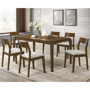 English Elm Warren Dark Brown Upholstered Dining Chairs Set of 2 — Tapered Leg, Rectangular Back, Beige Fabric Comfort B062P374088