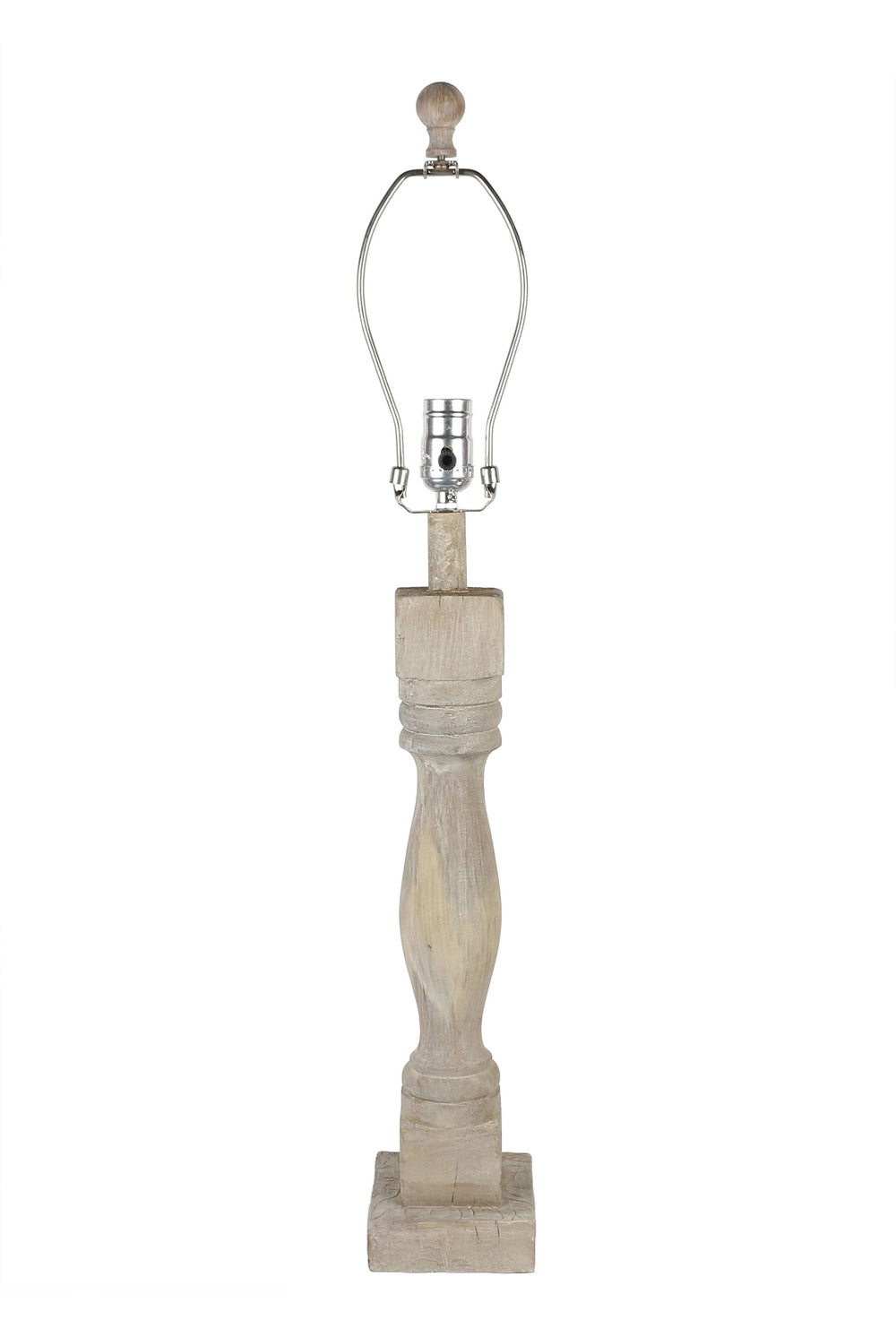 Homeroots 30" Rustic Gray Whitewash Table Lamp With Beige And Green Duck Empire Shade   484501