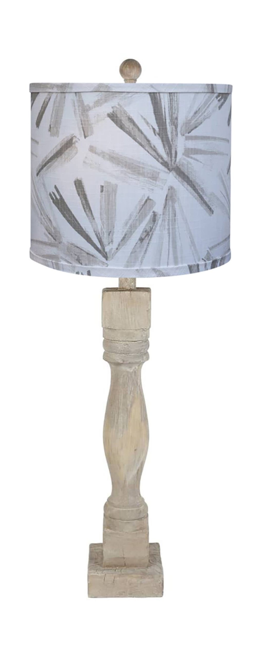 Homeroots 30" Graywash Taupe Candlestick Table Lamp With Gray Abstract Shade   484502