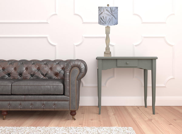 Homeroots 30" Graywash Taupe Candlestick Table Lamp With Gray Abstract Shade   484502