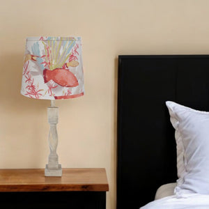 Homeroots 30" Distressed Natural Solid Wood Table Lamp Coastal With Fish Empire Shade   484503