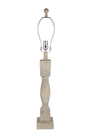 Homeroots 30" Distressed Natural Solid Wood Table Lamp Coastal With Fish Empire Shade   484503