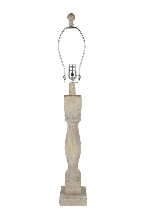 Homeroots 30" Distressed Natural Solid Wood Table Lamp Coastal With Fish Empire Shade   484503