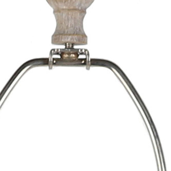 Homeroots 30" Distressed Natural Solid Wood Table Lamp Coastal With Fish Empire Shade   484503