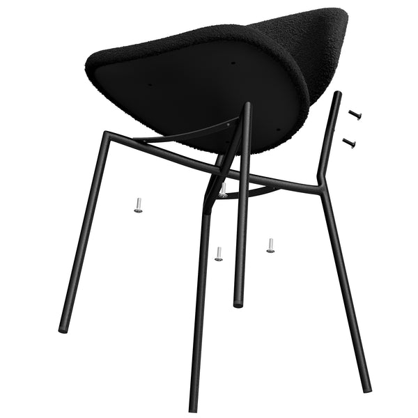 English Elm Set of 4 Upholstered PU Leather Dining Chairs with Curved Backrest and Slim Metal Legs for Stylish Homes Black W3010P291312